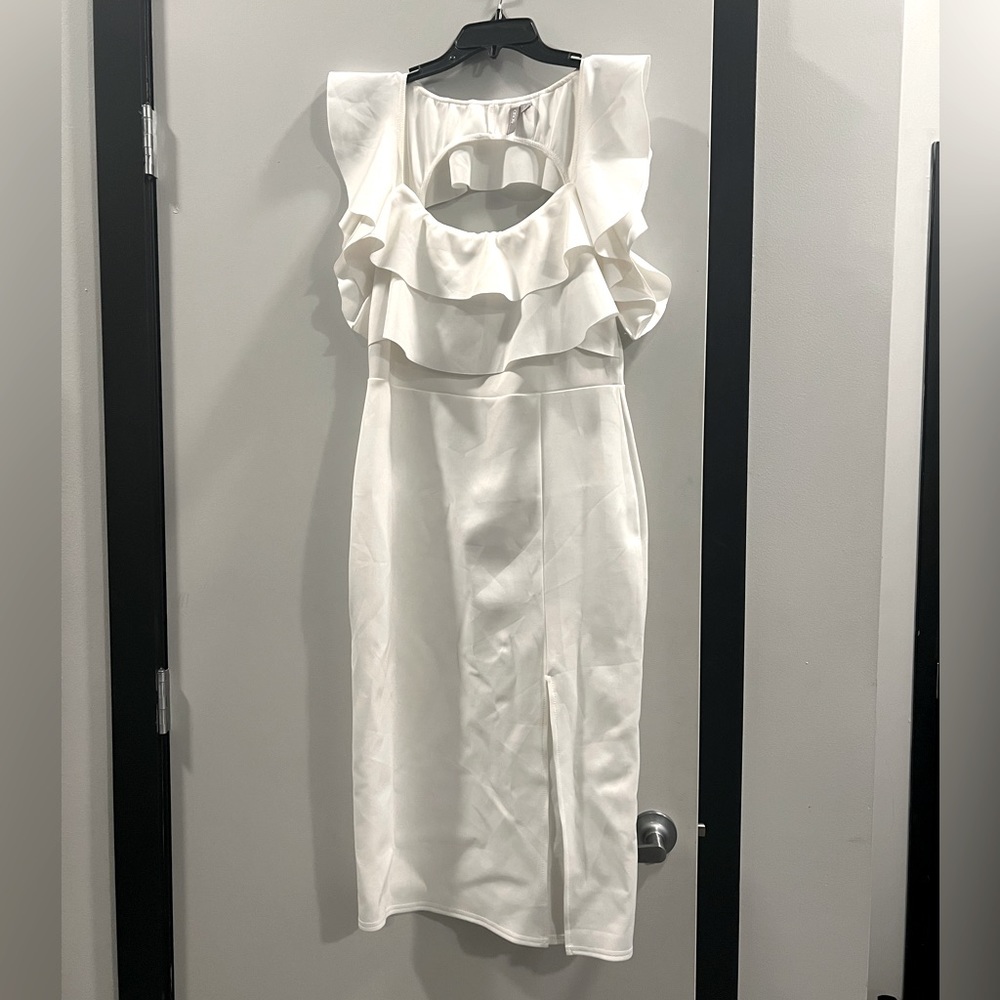 White Frilly Dress with Slit